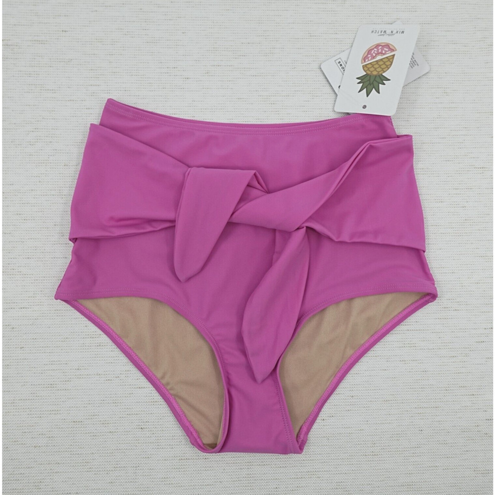 KORTNI JEANE Bikini Bottom XS Purple Tie-Up Front Retro Flattering